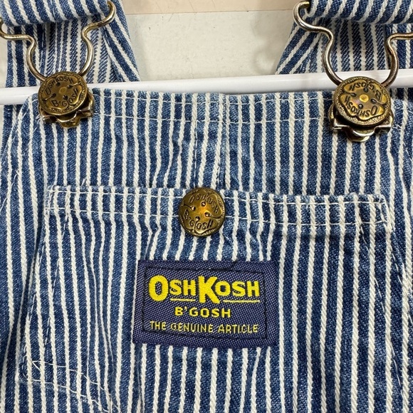 Vintage 80s 90s Oshkosh B Gosh Overalls Size 4 Blue Striped Railroad Vestbak USA - Picture 3 of 6